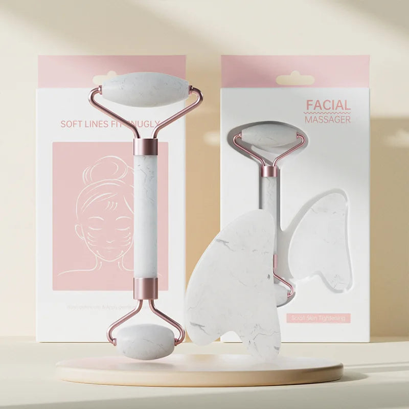 Kit de Masaje Facial Cervora Pro - Rodillo y Gua Sha