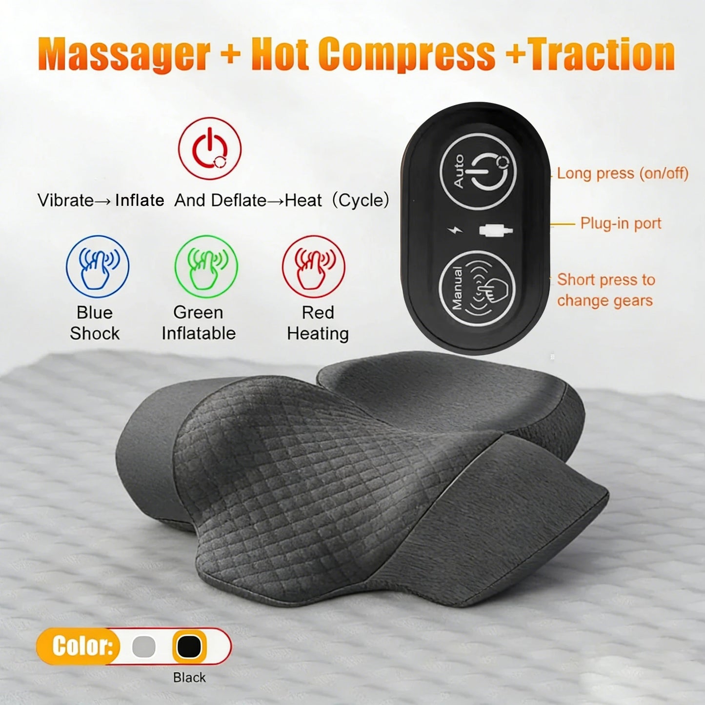 Almohada Cervical con Calor y Vibración - Relajación Cervical Cervora Pro